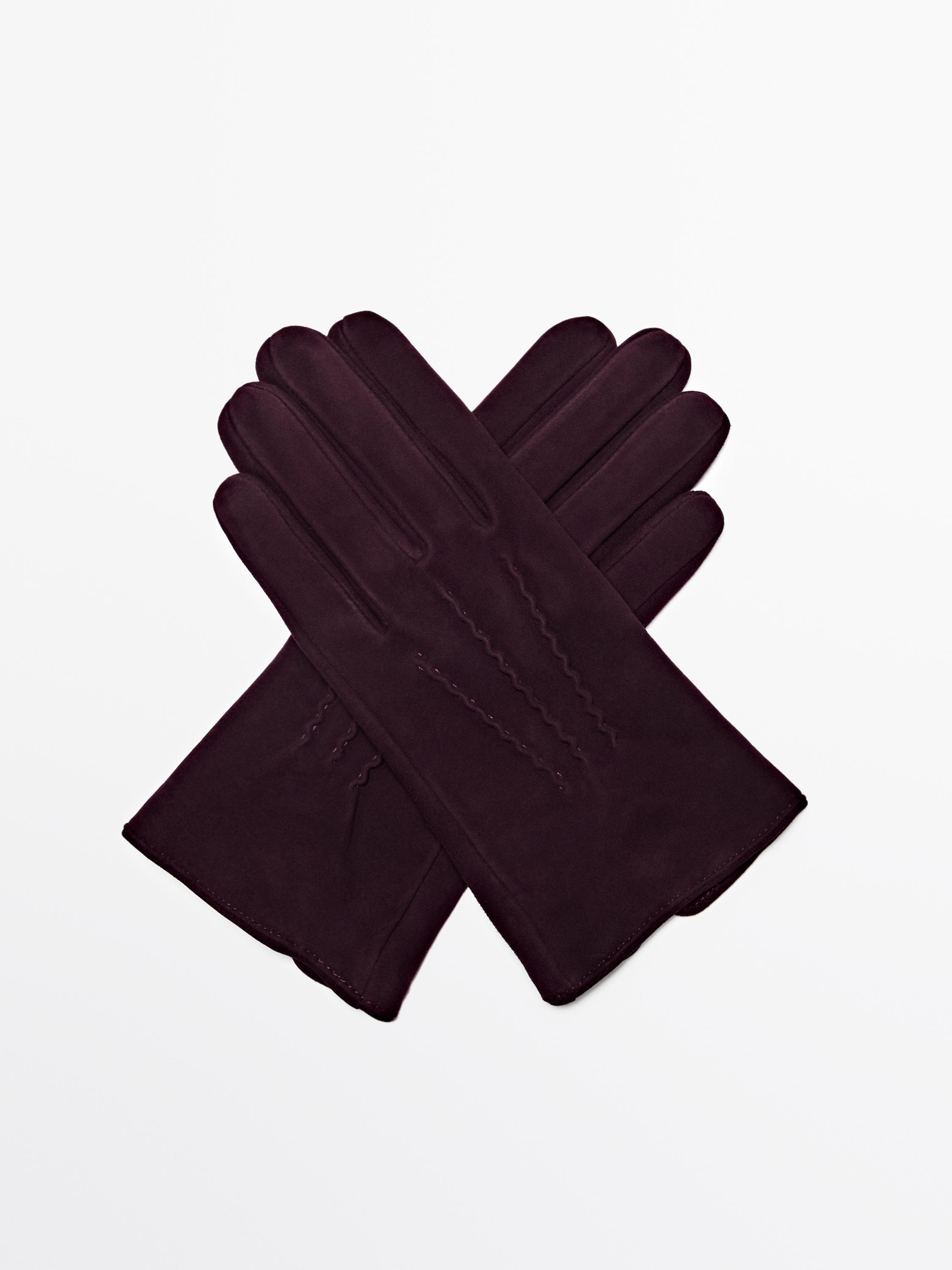 Gants en cuir finition daim